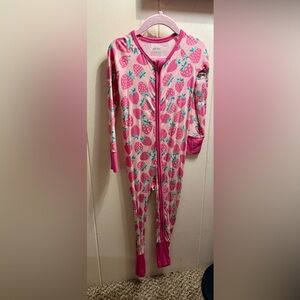 Little Sleepies Pink Strawberry Print Onesie Pajamas